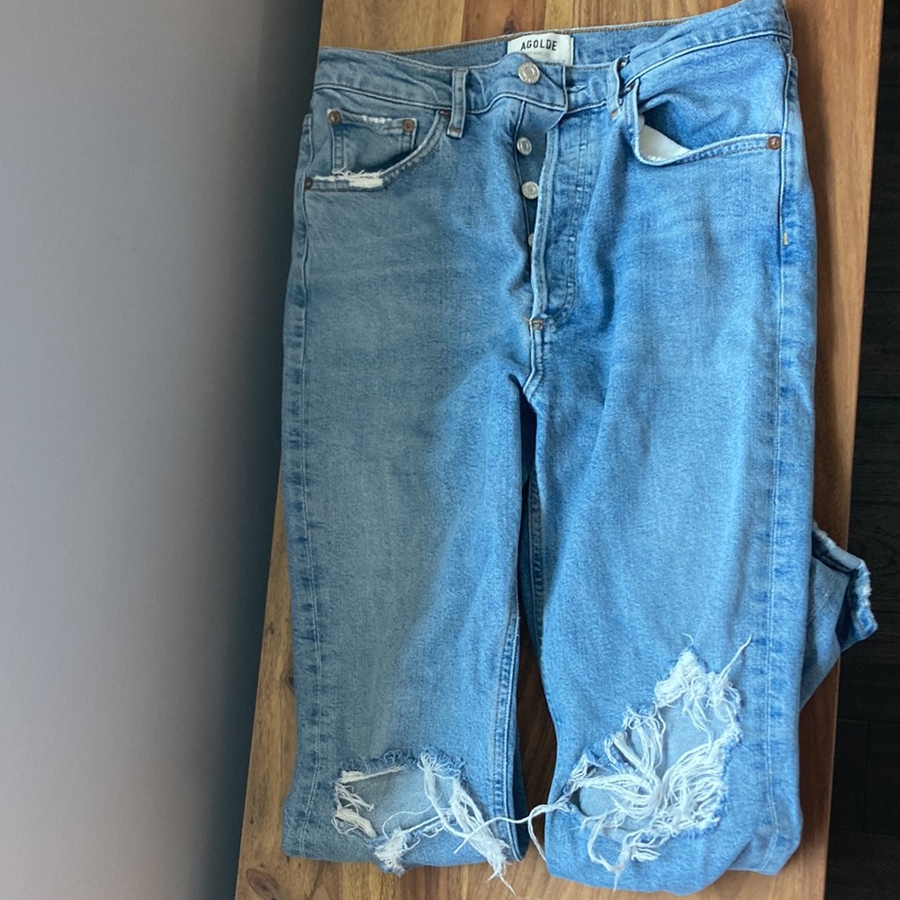 Agolde Riley destroyed light wash with stretch